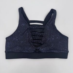 Peloton x 925 Fit Sports Bra Women Medium Black No Strings Attached Splatter